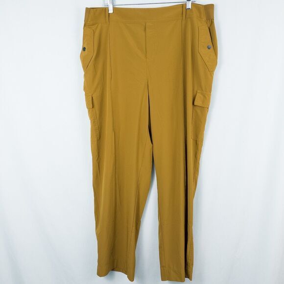 Athleta Vienna Cargo Pants Womens 20 Brass Yellow Pull On Stretch 988133-02